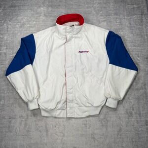 Laidlaw Bomber Jacket Mens Large White Vintage 80s Colorblock Trucking Dunbrooke